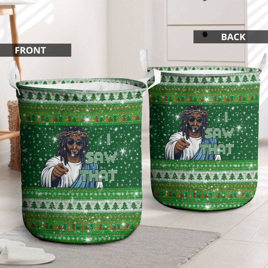 Black Jesus Merry Christmas Laundry Basket Santa Claus Africa - Religious Faith Holiday