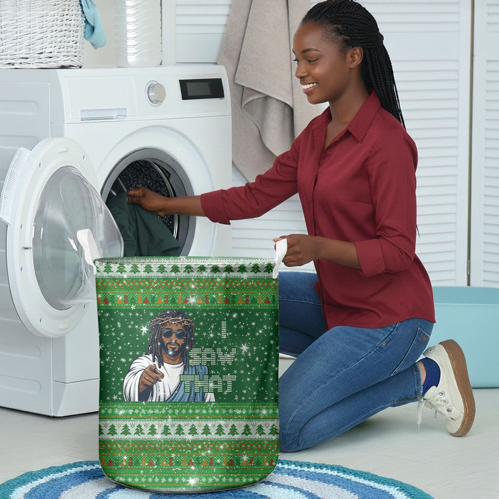 Black Jesus Merry Christmas Laundry Basket Santa Claus Africa - Religious Faith Holiday