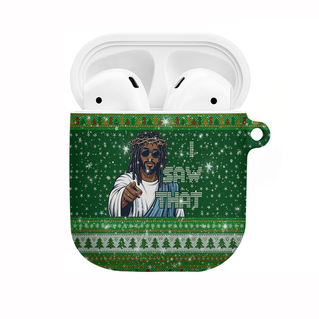 Black Jesus Merry Christmas AirPods Case Santa Claus Africa - Religious Faith Holiday