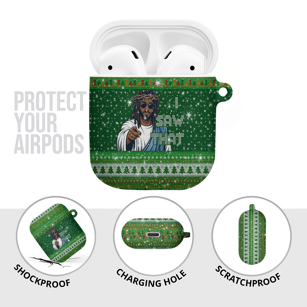 Black Jesus Merry Christmas AirPods Case Santa Claus Africa - Religious Faith Holiday