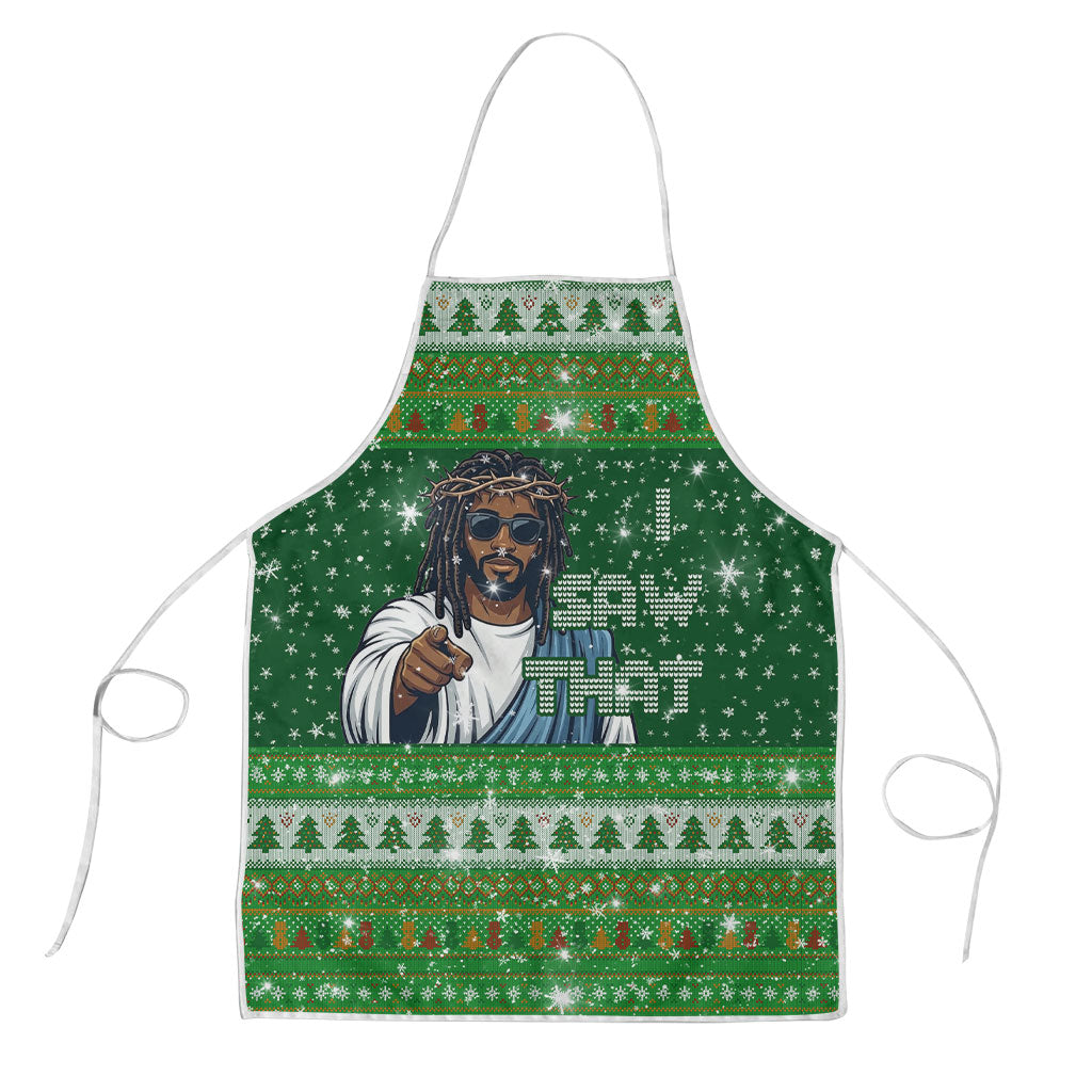 Black Jesus Merry Christmas Apron Santa Claus Africa - Religious Faith Holiday