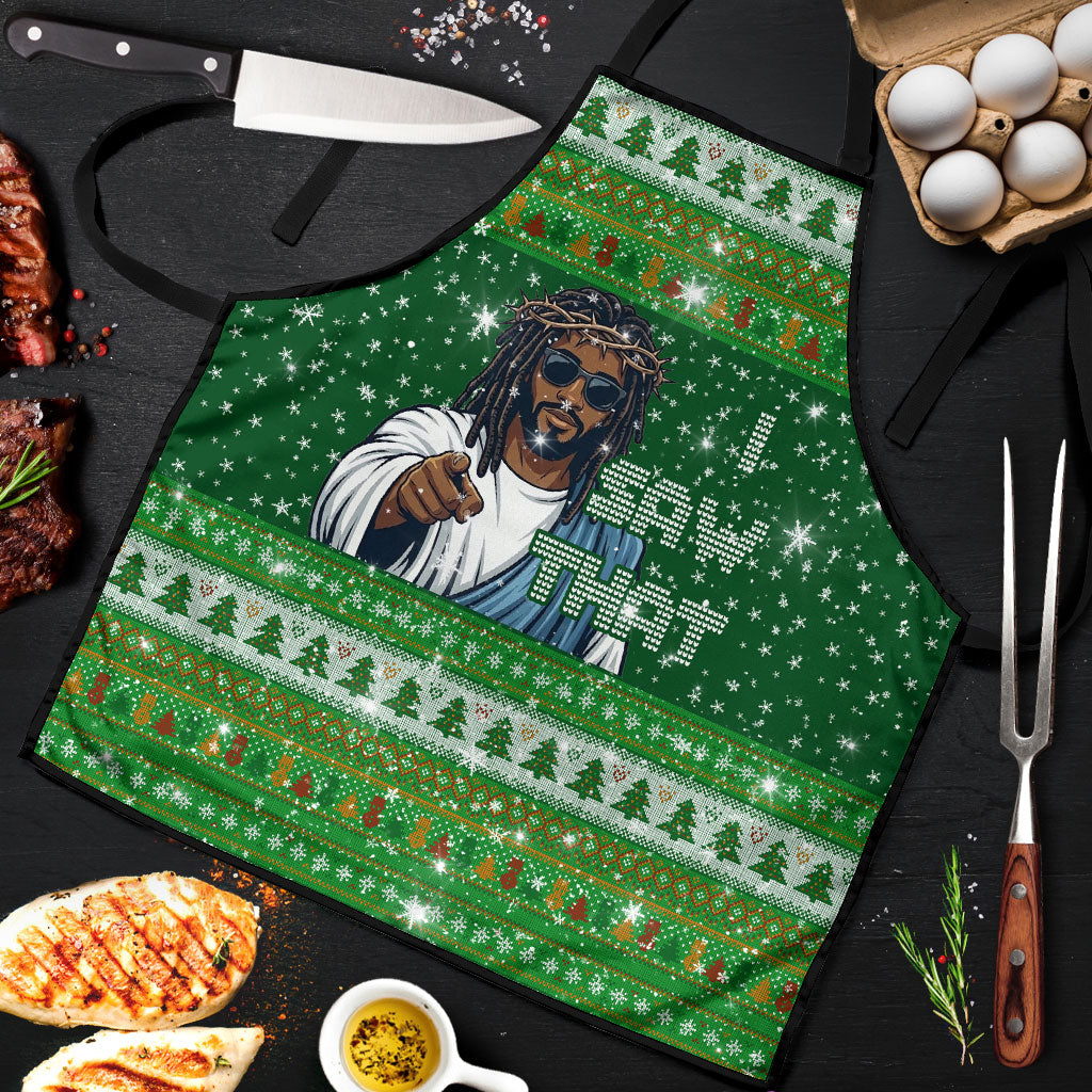 Black Jesus Merry Christmas Apron Santa Claus Africa - Religious Faith Holiday