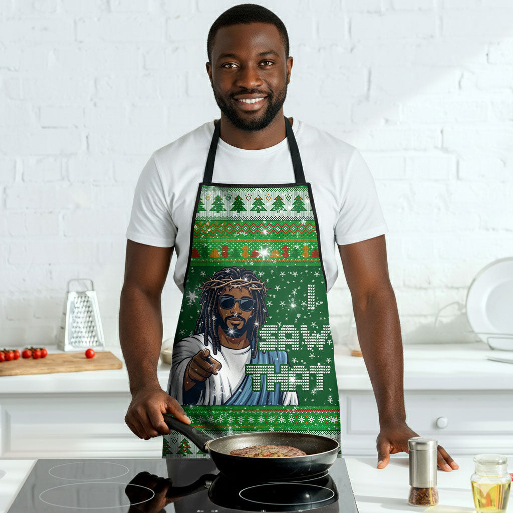 Black Jesus Merry Christmas Apron Santa Claus Africa - Religious Faith Holiday