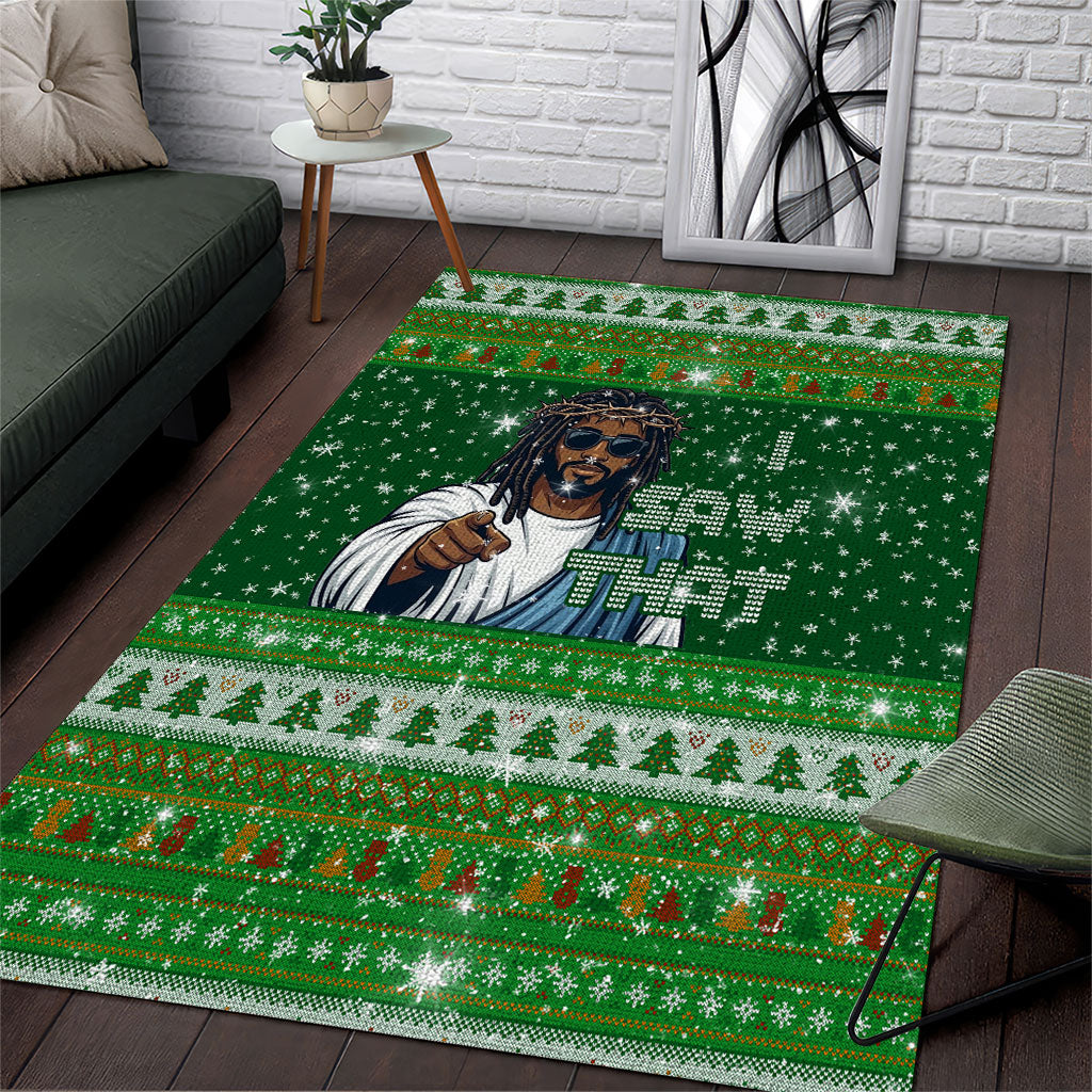 Black Jesus Merry Christmas Area Rug Santa Claus Africa - Religious Faith Holiday