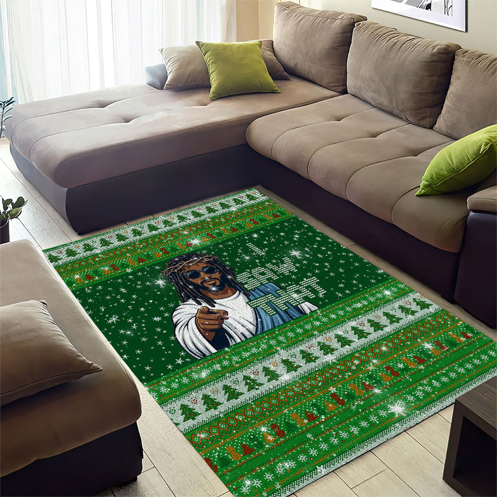 Black Jesus Merry Christmas Area Rug Santa Claus Africa - Religious Faith Holiday