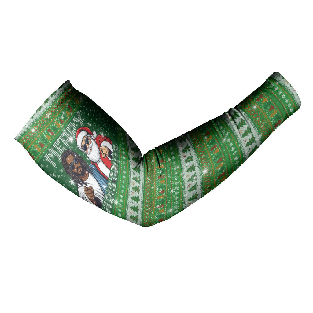 Black Jesus Merry Christmas Arm Sleeves Santa Claus Africa - Religious Faith Holiday