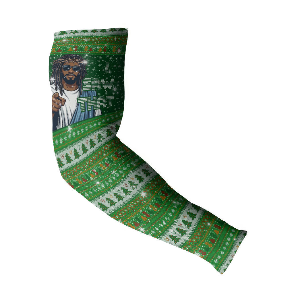 Black Jesus Merry Christmas Arm Sleeves Santa Claus Africa - Religious Faith Holiday