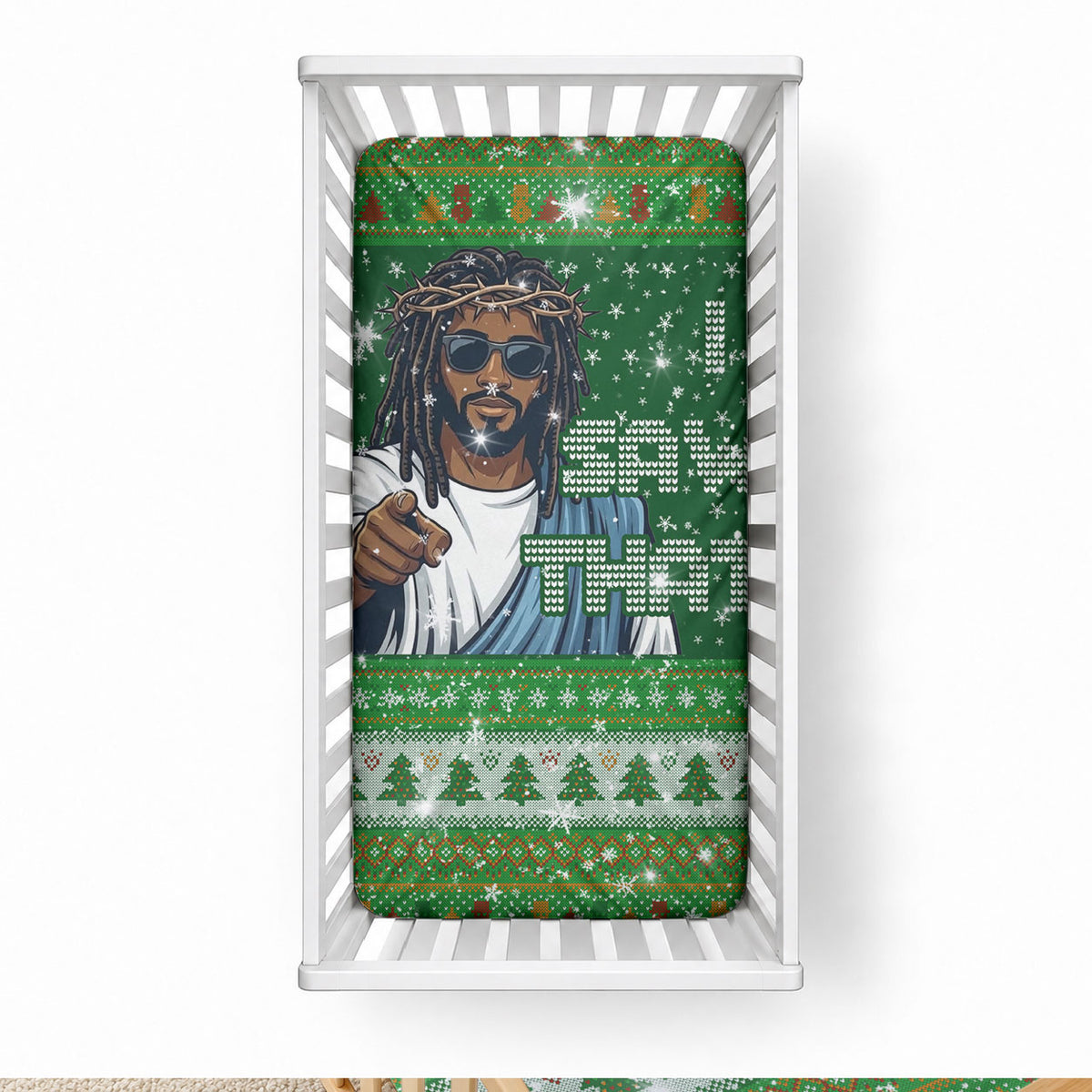 Black Jesus Merry Christmas Baby Bed Cover Santa Claus Africa - Religious Faith Holiday