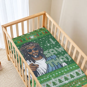 Black Jesus Merry Christmas Baby Bed Cover Santa Claus Africa - Religious Faith Holiday