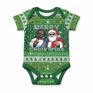 Black Jesus Merry Christmas Baby Onesie Santa Claus Africa - Religious Faith Holiday