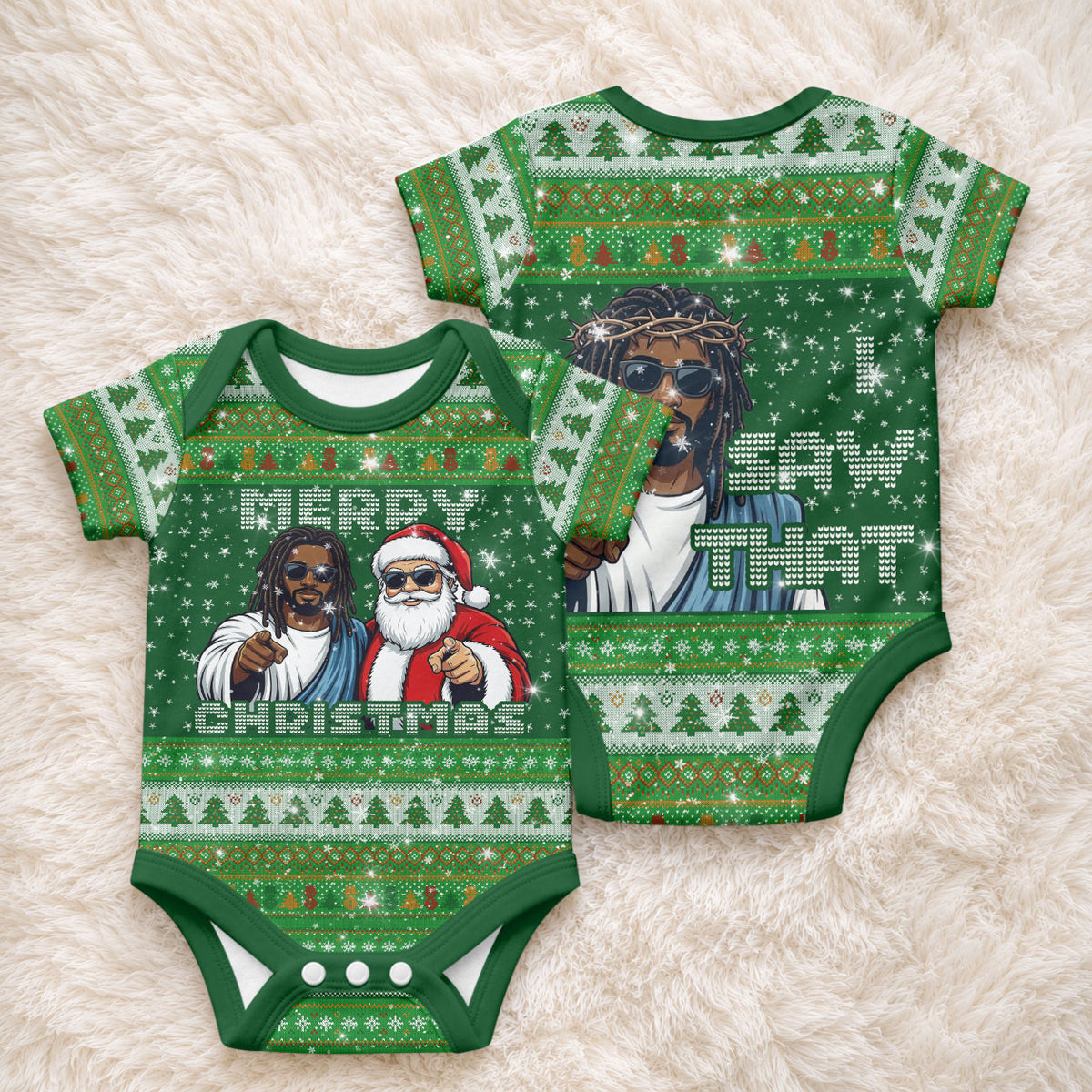Black Jesus Merry Christmas Baby Onesie Santa Claus Africa - Religious Faith Holiday