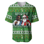 Black Jesus Merry Christmas Baseball Jersey Santa Claus Africa - Religious Faith Holiday