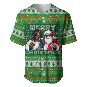 Black Jesus Merry Christmas Baseball Jersey Santa Claus Africa - Religious Faith Holiday