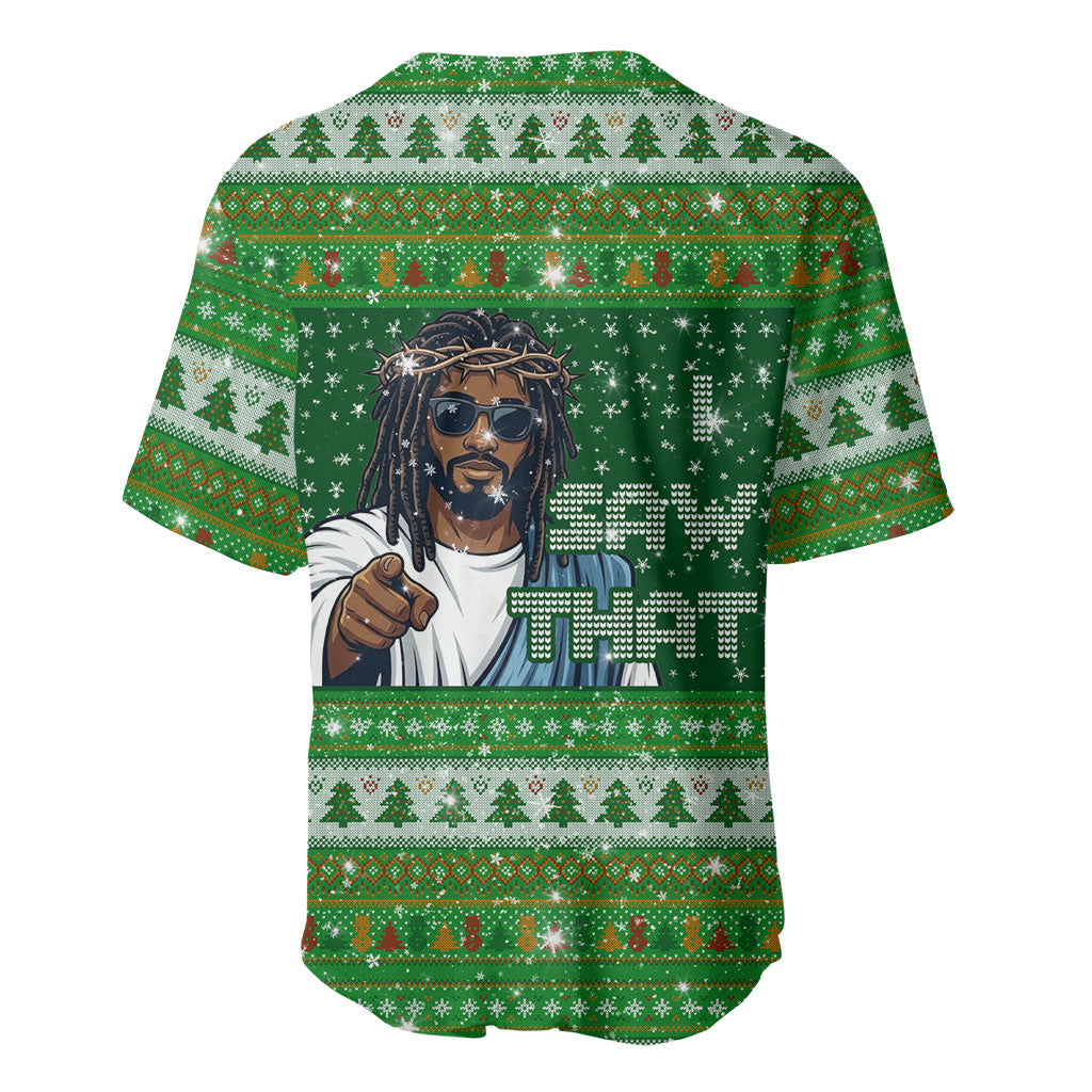 Black Jesus Merry Christmas Baseball Jersey Santa Claus Africa - Religious Faith Holiday