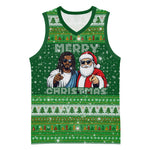 Black Jesus Merry Christmas Basketball Jersey Santa Claus Africa - Religious Faith Holiday