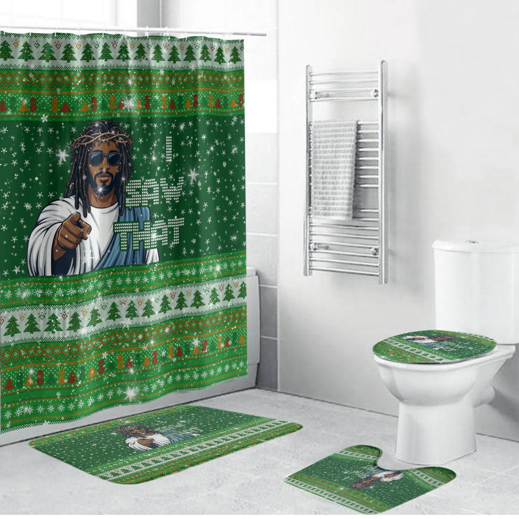 Black Jesus Merry Christmas Bathroom Set Santa Claus Africa - Religious Faith Holiday