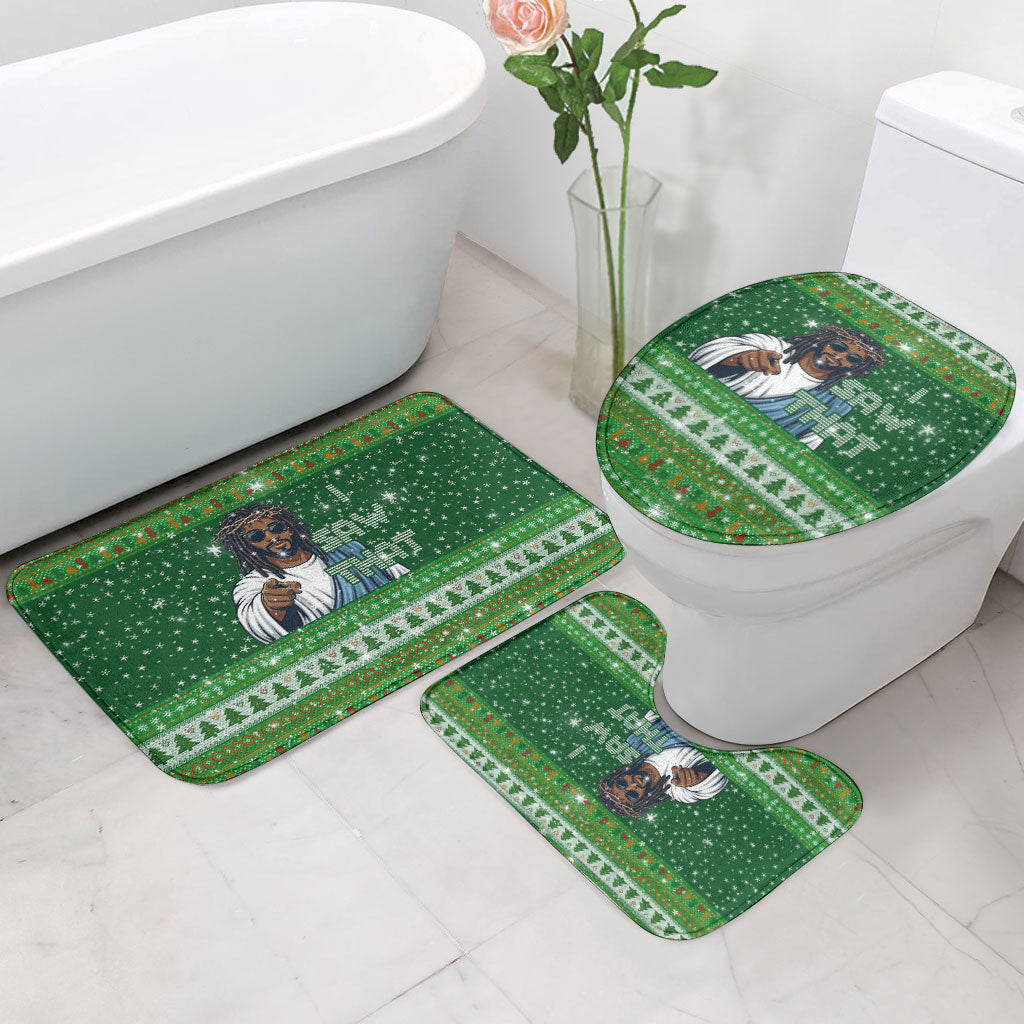 Black Jesus Merry Christmas Bathroom Set Santa Claus Africa - Religious Faith Holiday