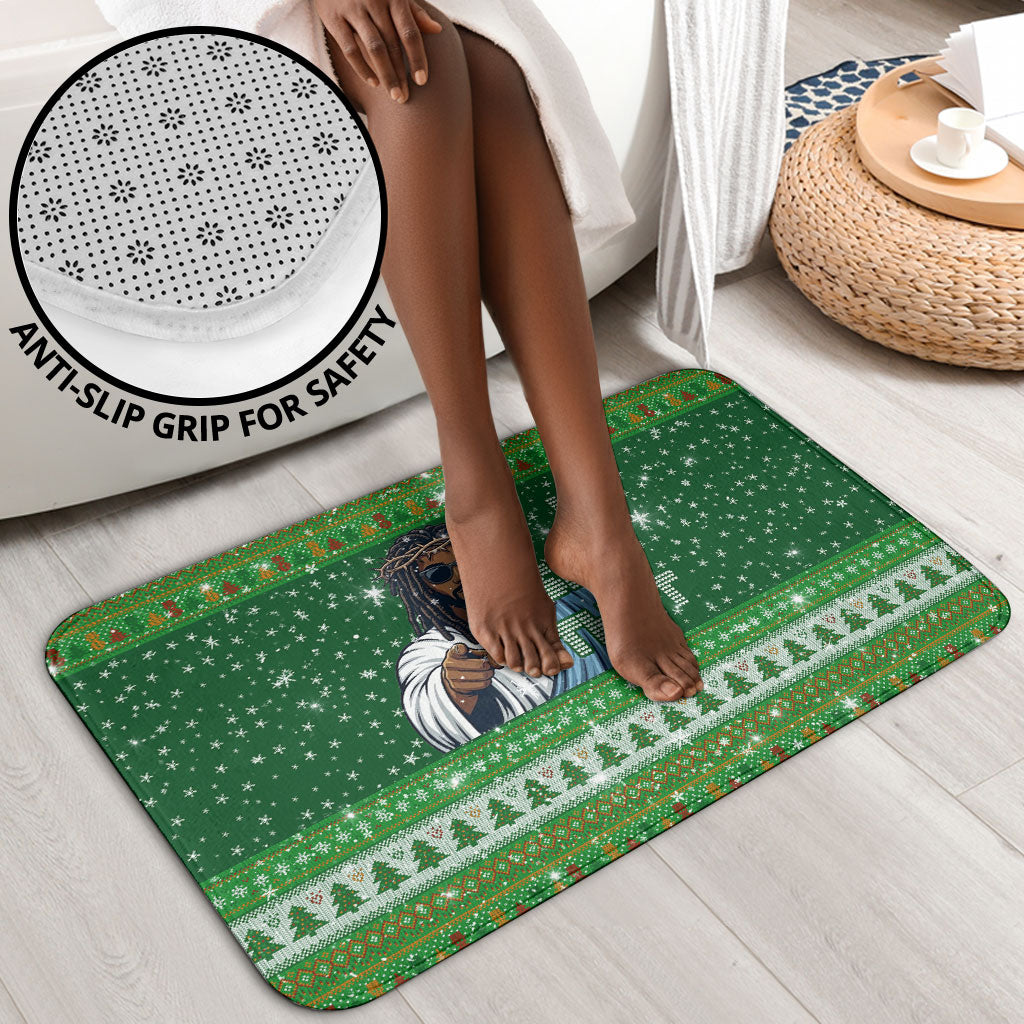 Black Jesus Merry Christmas Bathroom Set Santa Claus Africa - Religious Faith Holiday