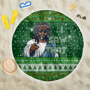 Black Jesus Merry Christmas Beach Blanket Santa Claus Africa - Religious Faith Holiday