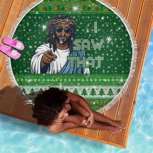 Black Jesus Merry Christmas Beach Blanket Santa Claus Africa - Religious Faith Holiday