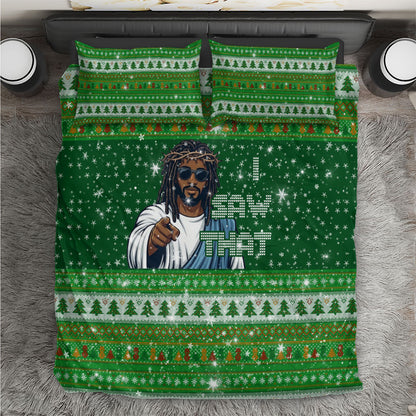 Black Jesus Merry Christmas Bedding Set Santa Claus Africa - Religious Faith Holiday