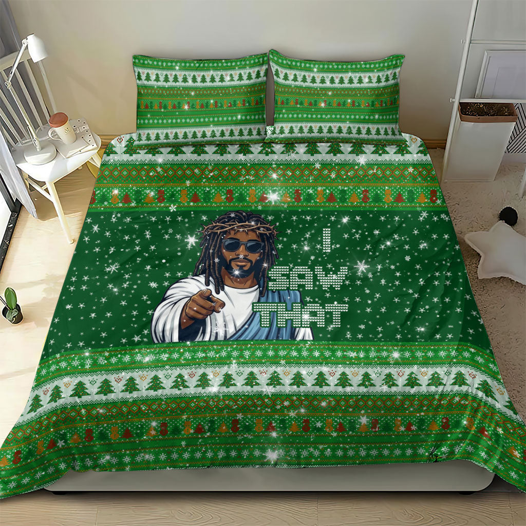 Black Jesus Merry Christmas Bedding Set Santa Claus Africa - Religious Faith Holiday
