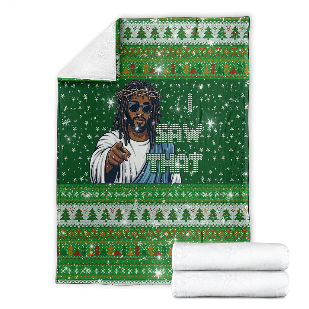 Black Jesus Merry Christmas Blanket Santa Claus Africa - Religious Faith Holiday