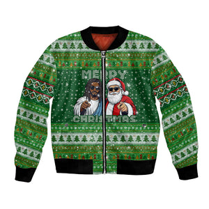 Black Jesus Merry Christmas Bomber Jacket Santa Claus Africa - Religious Faith Holiday