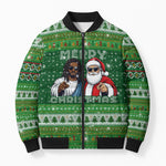 Black Jesus Merry Christmas Bomber Puffer Jacket Santa Claus Africa - Religious Faith Holiday