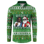 Black Jesus Merry Christmas Button Sweatshirt Santa Claus Africa - Religious Faith Holiday