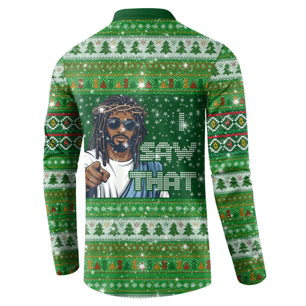 Black Jesus Merry Christmas Button Sweatshirt Santa Claus Africa - Religious Faith Holiday