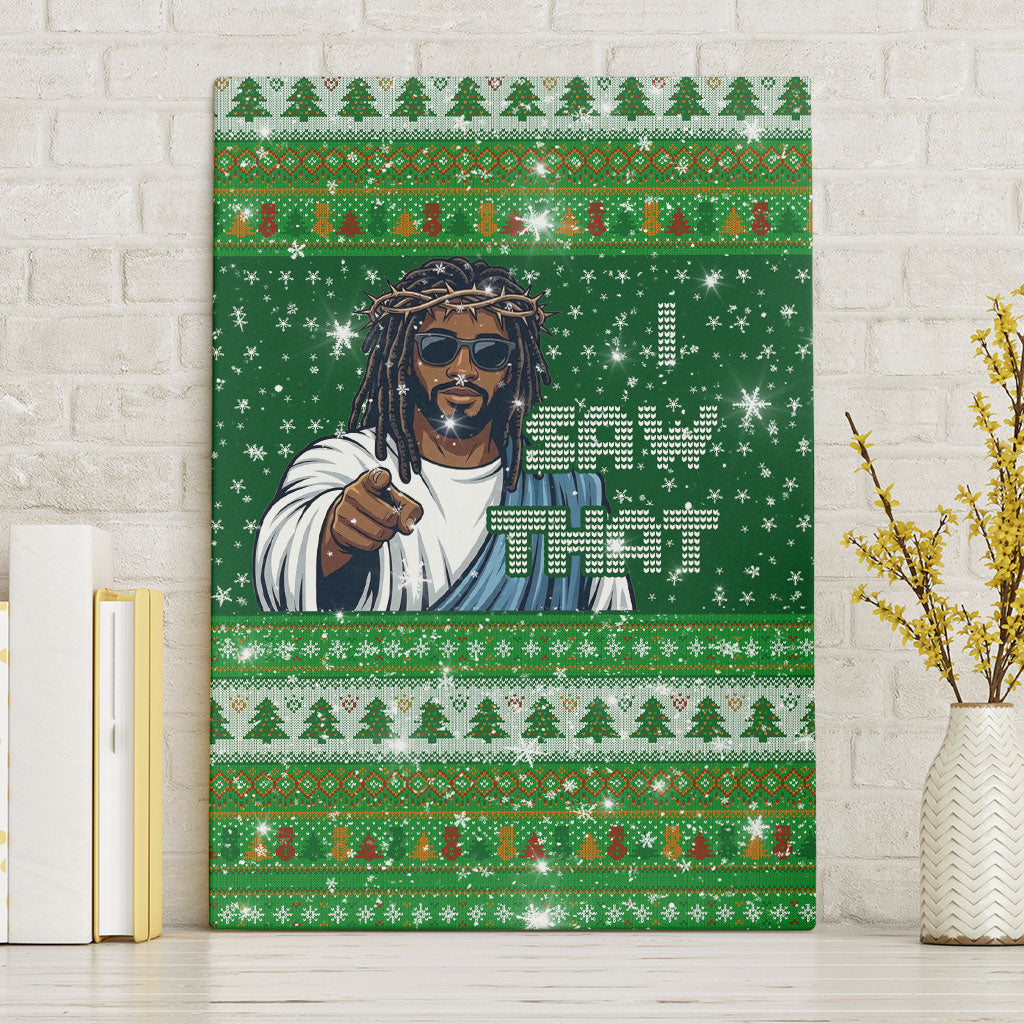 Black Jesus Merry Christmas Canvas Wall Art Santa Claus Africa - Religious Faith Holiday