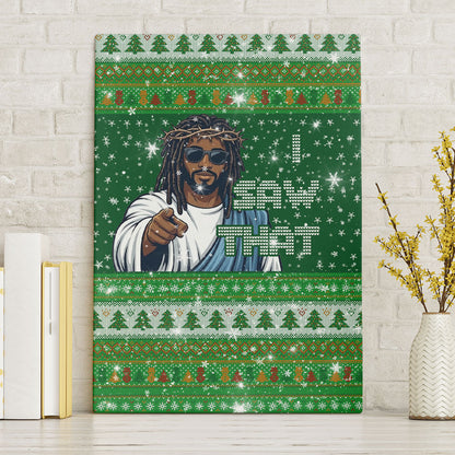 Black Jesus Merry Christmas Canvas Wall Art Santa Claus Africa - Religious Faith Holiday
