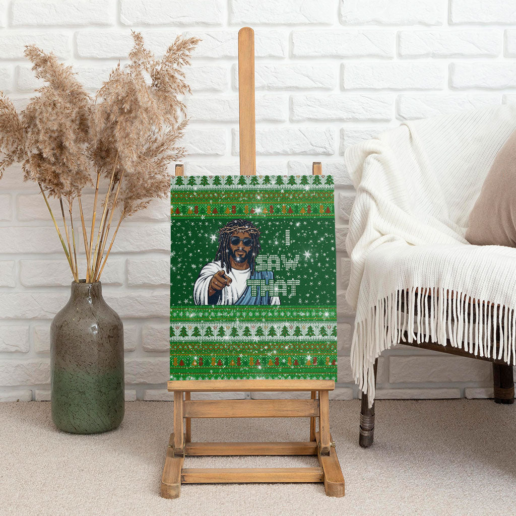 Black Jesus Merry Christmas Canvas Wall Art Santa Claus Africa - Religious Faith Holiday