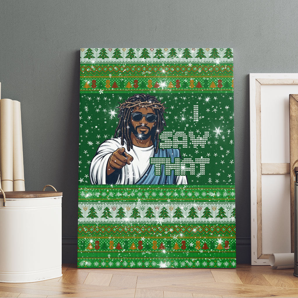 Black Jesus Merry Christmas Canvas Wall Art Santa Claus Africa - Religious Faith Holiday