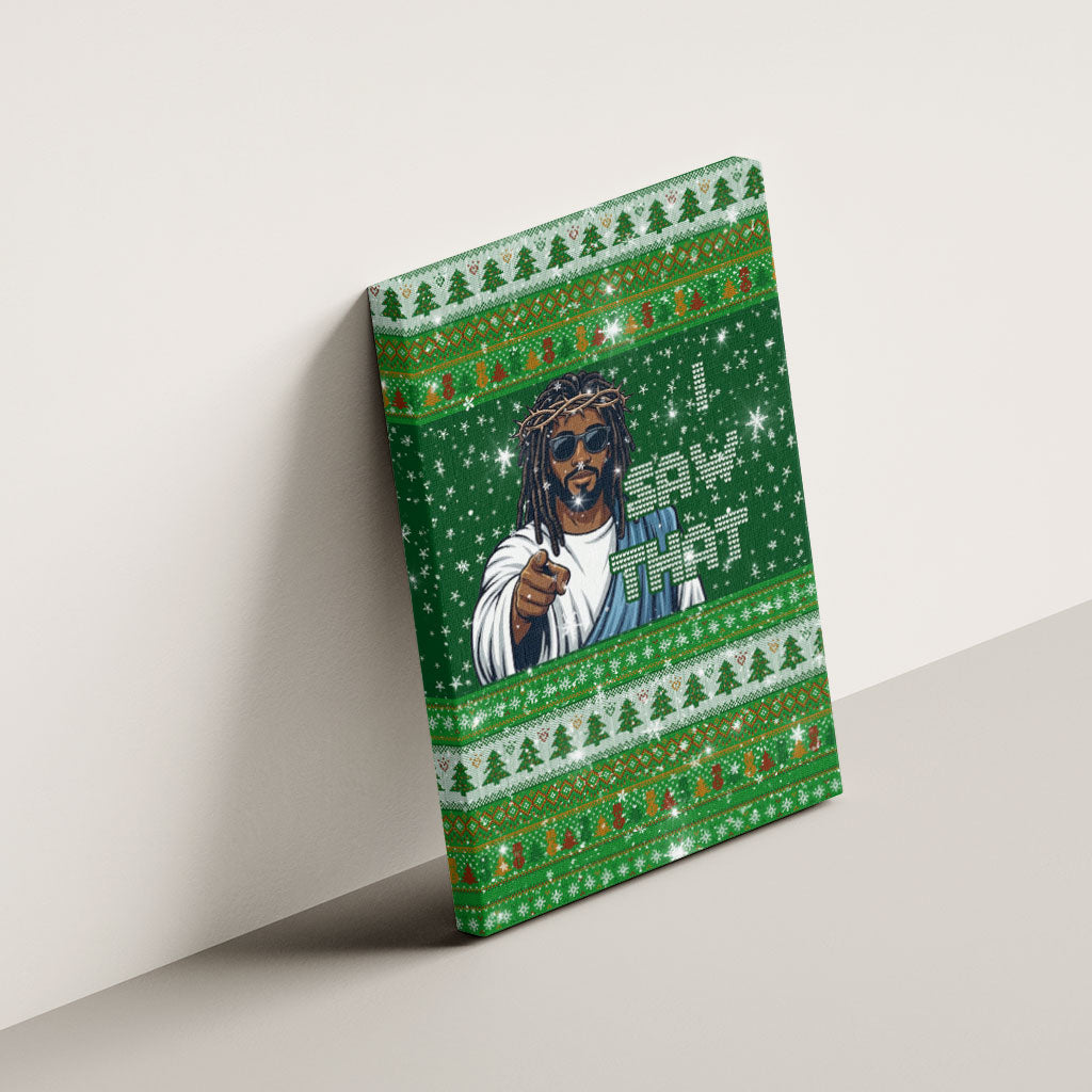 Black Jesus Merry Christmas Canvas Wall Art Santa Claus Africa - Religious Faith Holiday