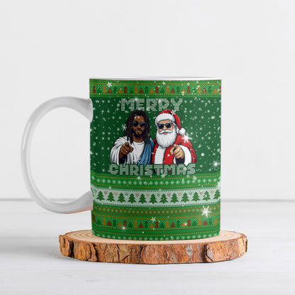 Black Jesus Merry Christmas Ceramic Mug Santa Claus Africa - Religious Faith Holiday