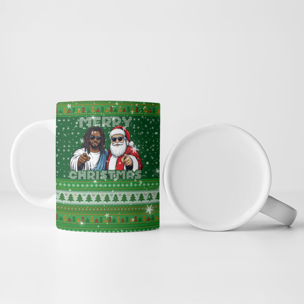 Black Jesus Merry Christmas Ceramic Mug Santa Claus Africa - Religious Faith Holiday