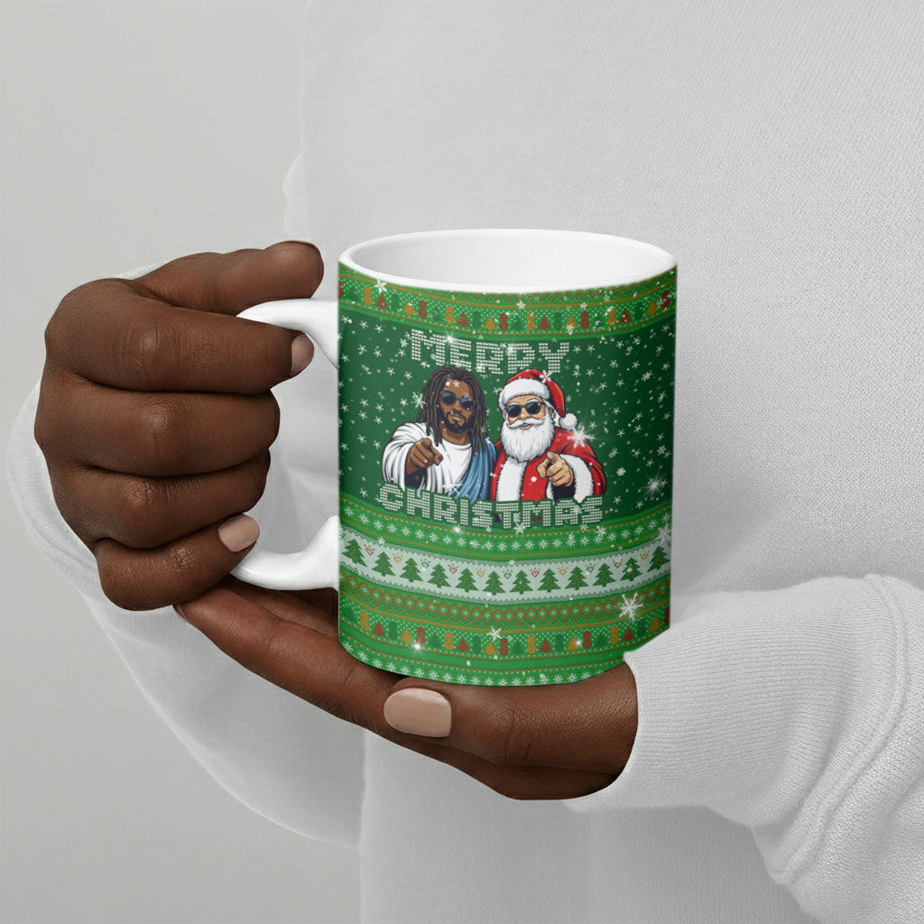 Black Jesus Merry Christmas Ceramic Mug Santa Claus Africa - Religious Faith Holiday