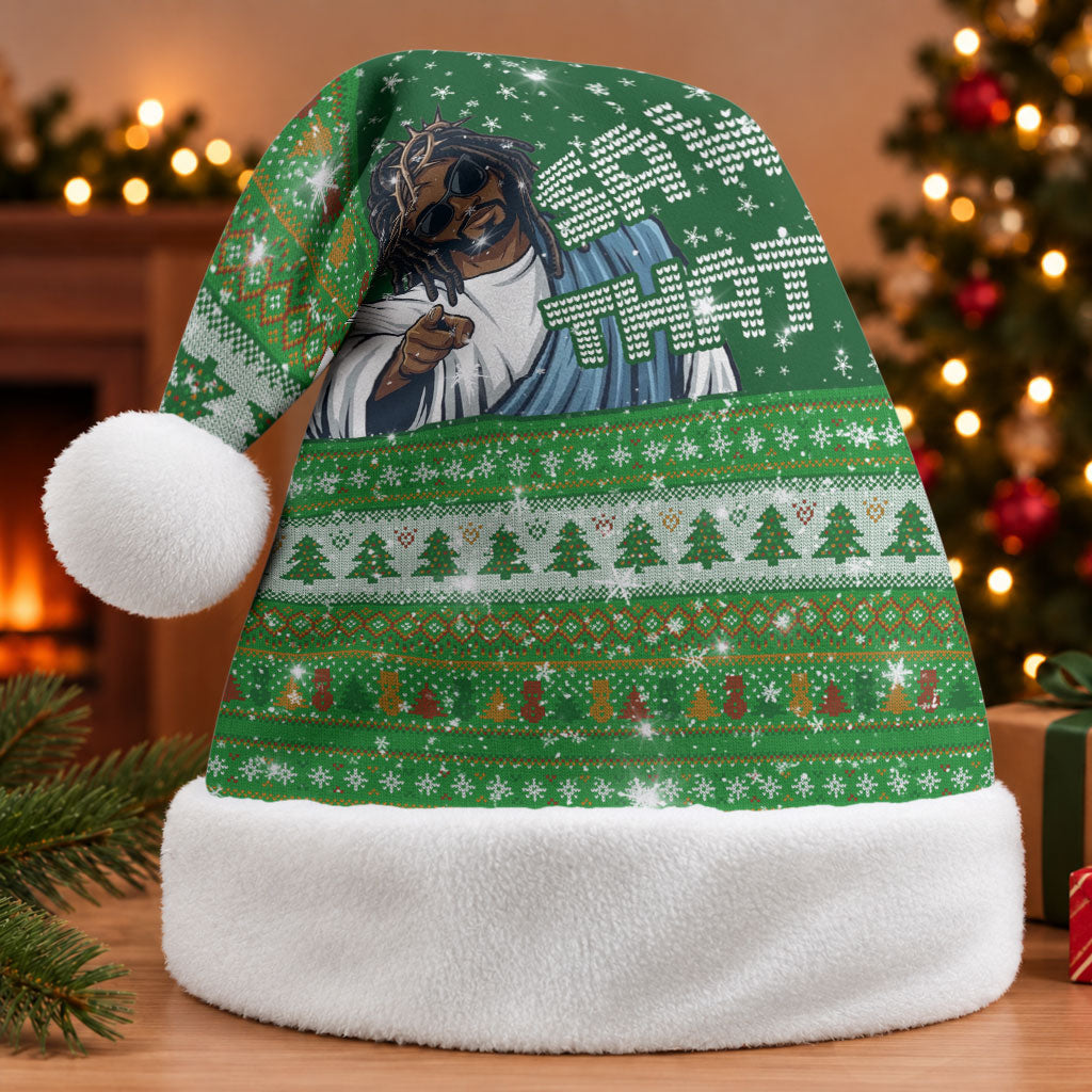 Black Jesus Merry Christmas Santa Hat Santa Claus Africa - Religious Faith Holiday