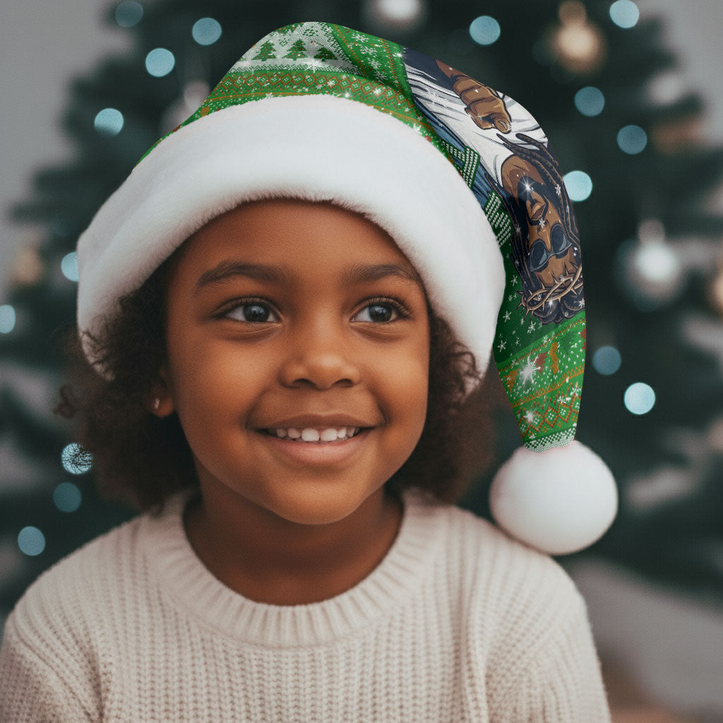 Black Jesus Merry Christmas Santa Hat Santa Claus Africa - Religious Faith Holiday