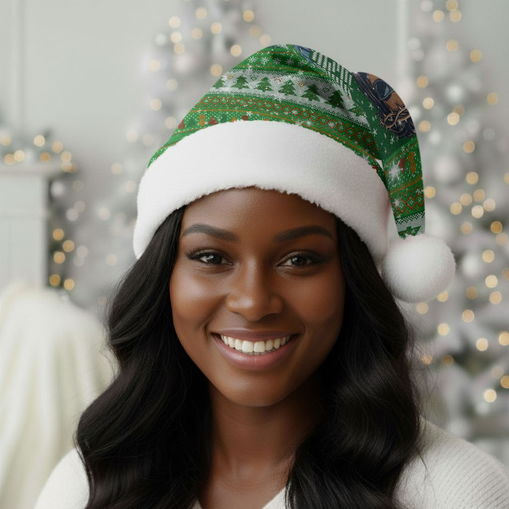 Black Jesus Merry Christmas Santa Hat Santa Claus Africa - Religious Faith Holiday