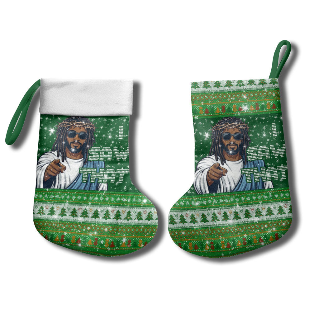 Black Jesus Merry Christmas Stocking Santa Claus Africa - Religious Faith Holiday