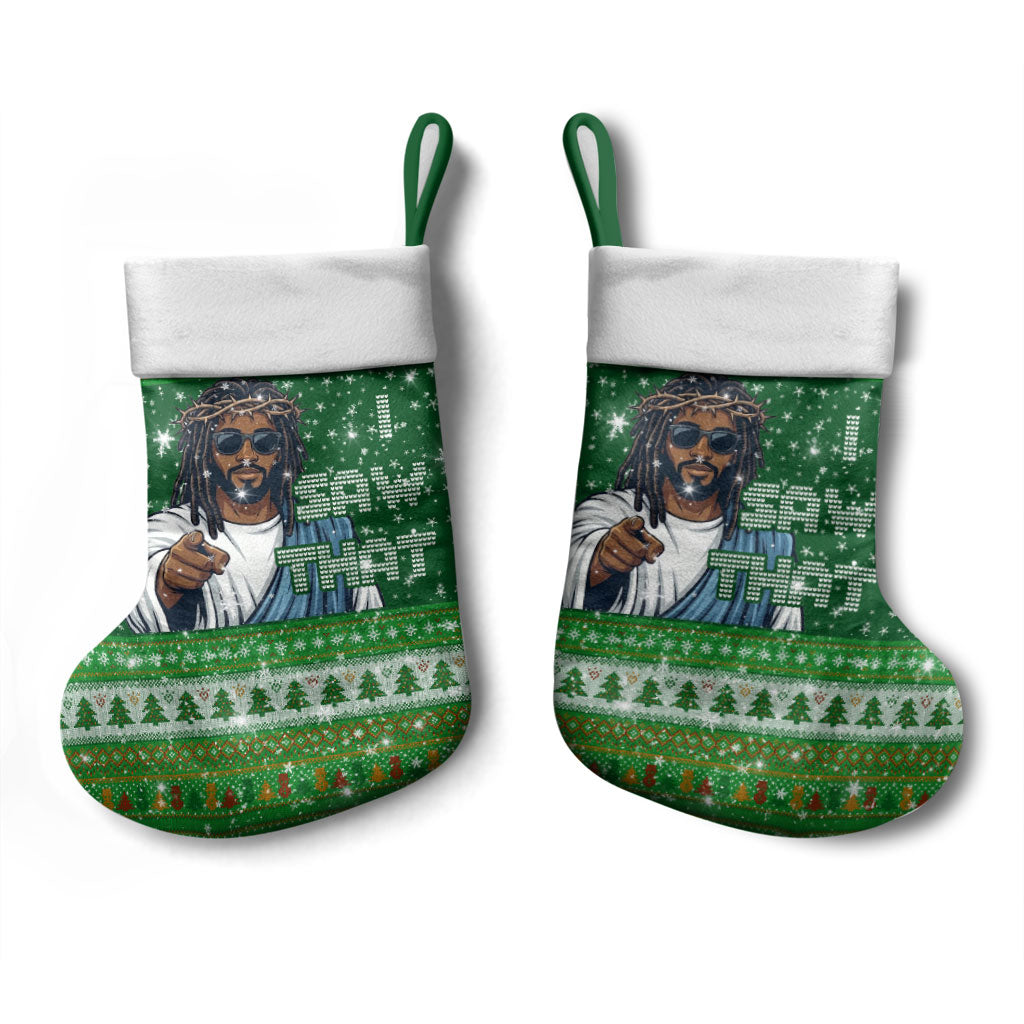Black Jesus Merry Christmas Stocking Santa Claus Africa - Religious Faith Holiday