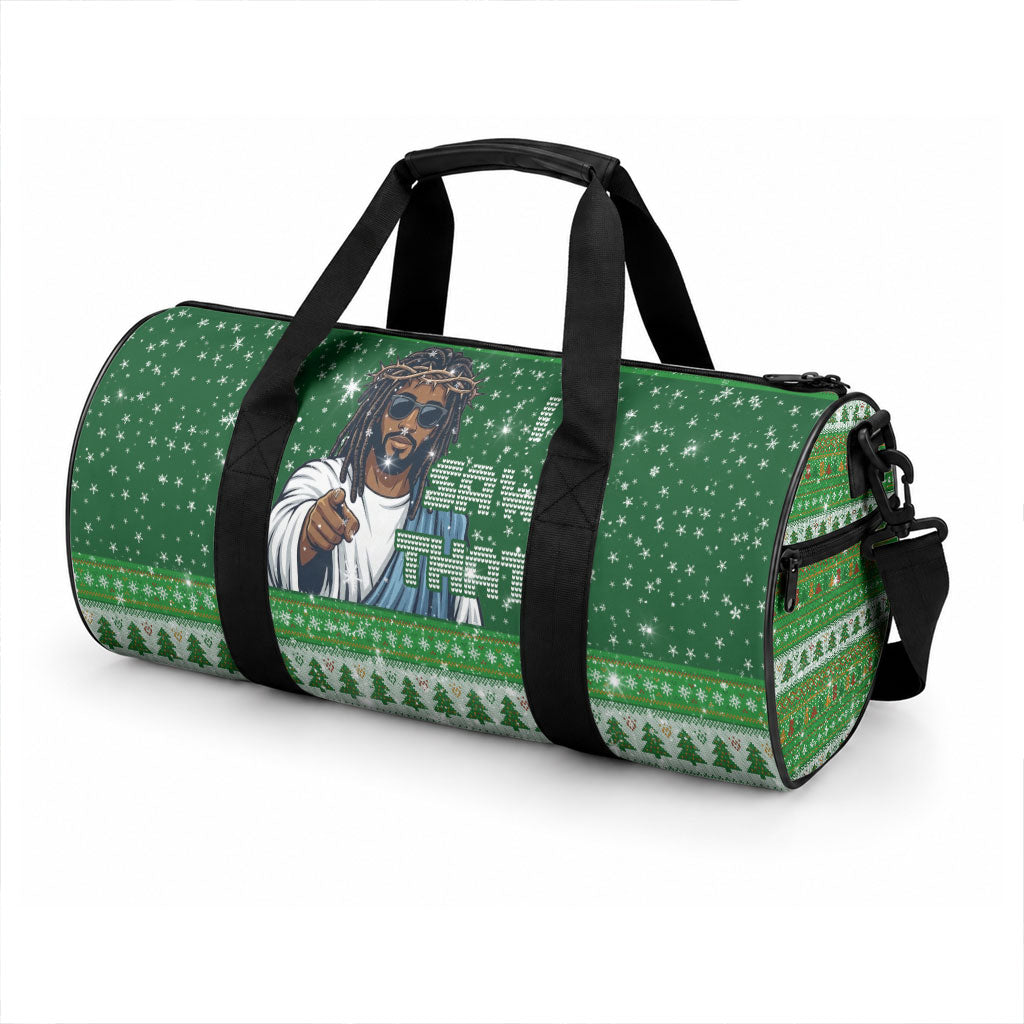 Black Jesus Merry Christmas Duffle Bag Santa Claus Africa - Religious Faith Holiday