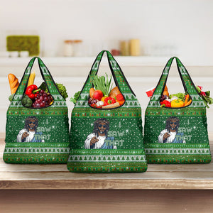 Black Jesus Merry Christmas Grocery Bag Santa Claus Africa - Religious Faith Holiday