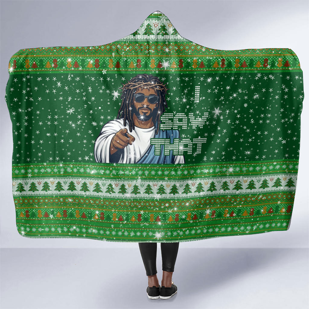 Black Jesus Merry Christmas Hooded Blanket Santa Claus Africa - Religious Faith Holiday
