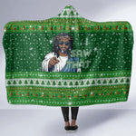 Black Jesus Merry Christmas Hooded Blanket Santa Claus Africa - Religious Faith Holiday