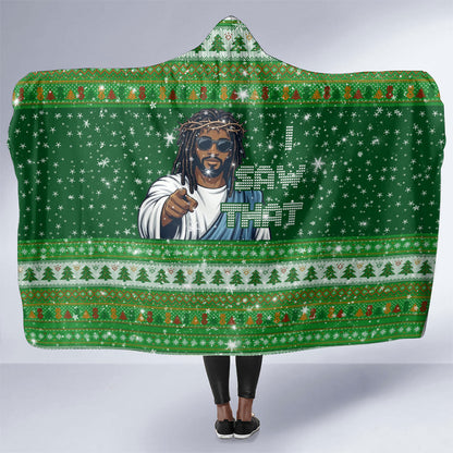 Black Jesus Merry Christmas Hooded Blanket Santa Claus Africa - Religious Faith Holiday