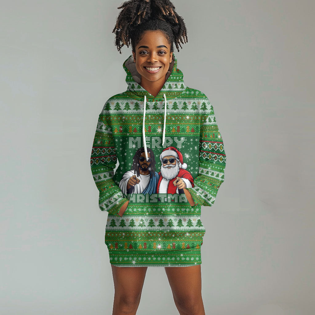 Black Jesus Merry Christmas Hoodie Dress Santa Claus Africa - Religious Faith Holiday